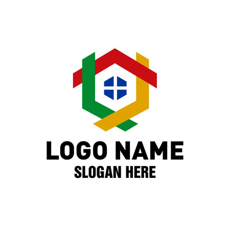 Creative Real Estate Logo Design, Triple House Logo Design Inspirationのイラスト素材