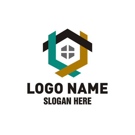 Creative Real Estate Logo Design, Triple House Logo Design Templateのイラスト素材