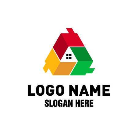 Real Estate Logo Design, Triple House Logo Design Inspirationのイラスト素材