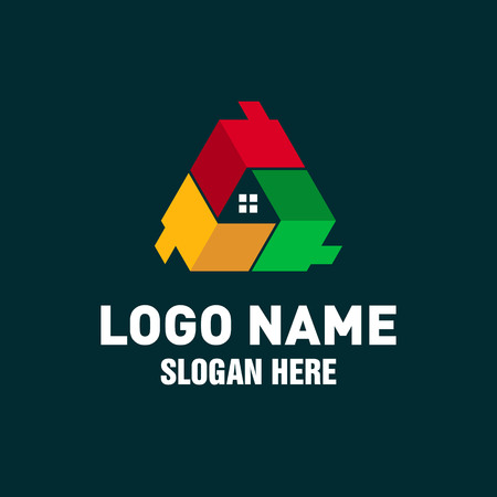 Real Estate Logo Design, Triple House Logo Design Templateのイラスト素材