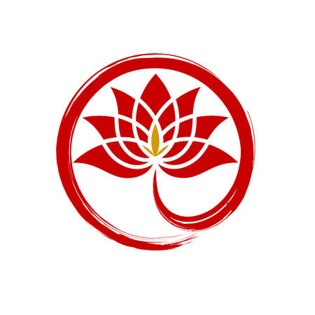 Circle red lotus diamond abstract logoのイラスト素材