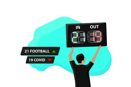 vector illustration of football is back to bring out the covid virusのイラスト素材
