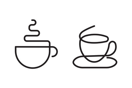 vector illustration cartoon cup of coffee monoline styleのイラスト素材