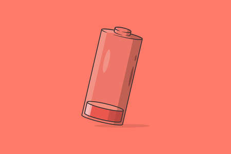 low battery cartoon illustration vector, battery icon in redのイラスト素材