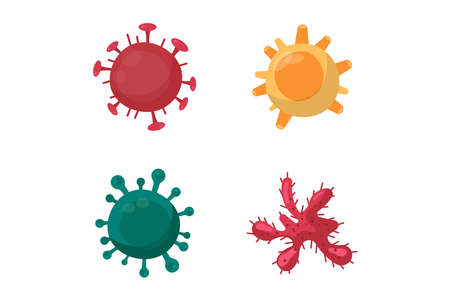 vector illustration cartoon set of virus symbols, virus danger warningのイラスト素材