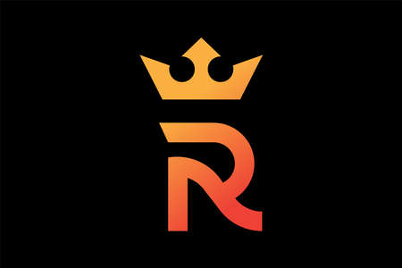 vector illustration of the initial letter r monogram with a crown iconのイラスト素材