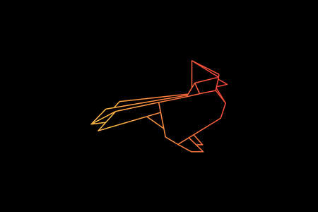 origami bird logo illustration vector, simple geometric bird logo mascot iconのイラスト素材