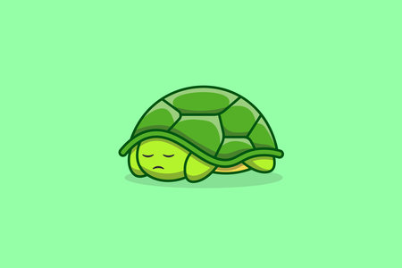 cute cartoon turtle, vector illustration of lazy turtle logoのイラスト素材