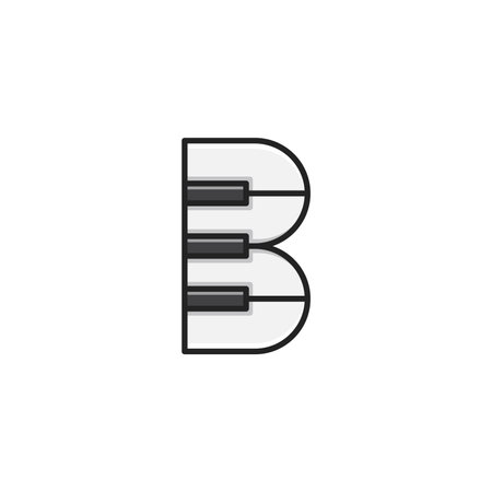B piano logo outline filled styleのイラスト素材
