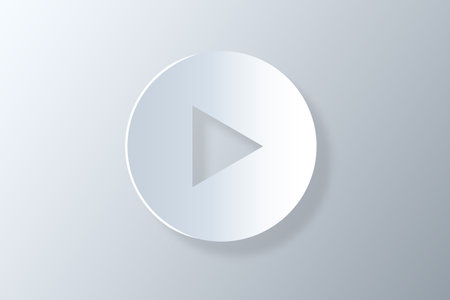 Play button icon in white papercut styleのイラスト素材