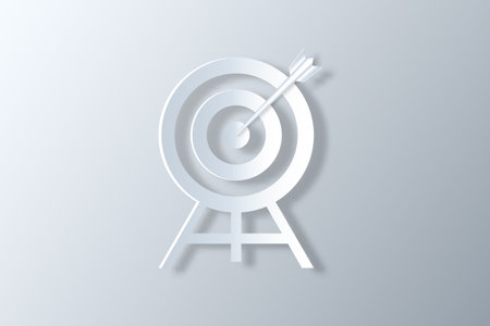 Archery target and arrow on a white background. target papercut style Vector illustration.のイラスト素材