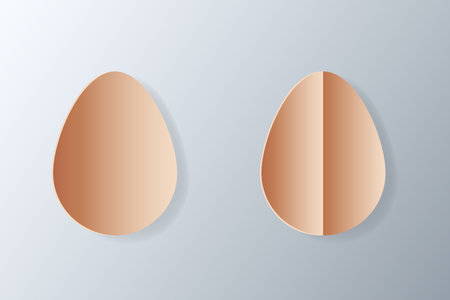 papercut style chicken egg icon setのイラスト素材