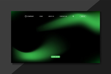 Modern Web UI Homepage with Green Gradient Mesh on Black Backgroundのイラスト素材