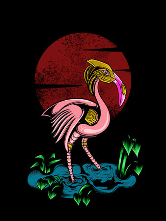 The flamingo robot was in the early hours of this morningのイラスト素材