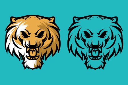 Symmetrical and detailed tiger head logoのイラスト素材