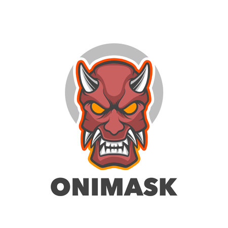 Devil head vector logo template. Vector illustration of devil head.のイラスト素材