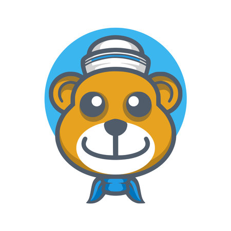 Cute monkey in hat and scarf. Cartoon animal. Vector illustrationのイラスト素材