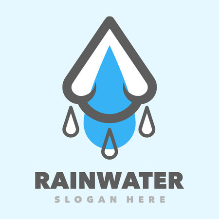 Rain water logo design template. Water drop symbol. Vector illustration.のイラスト素材