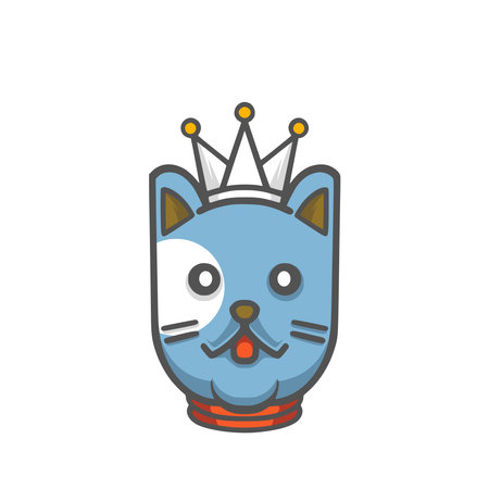 Cat with crown icon. Vector illustration of a cat with crown.のイラスト素材