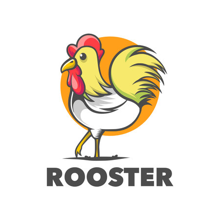 Rooster logo template. Vector illustration of a rooster mascot.のイラスト素材