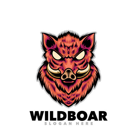 Wild boar head mascot logo template vector illustration isolated on white backgroundのイラスト素材