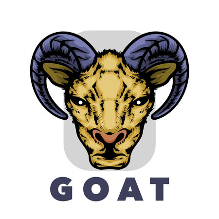 Goat head. Vector illustration of the head of a goat.のイラスト素材