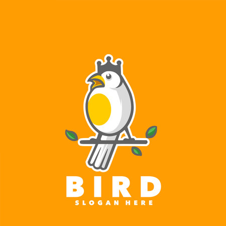 Bird logo template. Vector illustration of a bird on a branch.のイラスト素材