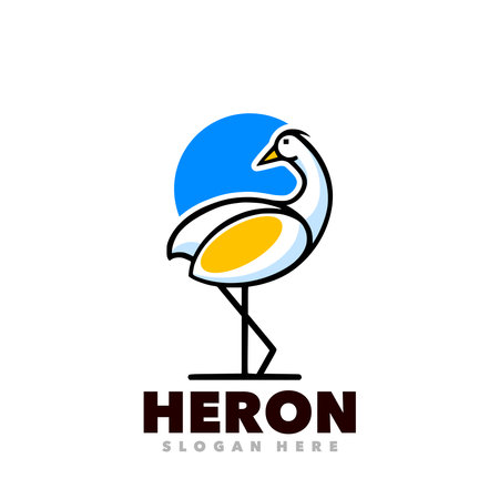 Heron bird logo template vector icon element isolated on white background.のイラスト素材