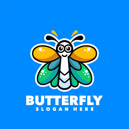 Butterfly logo design template. Vector illustration in flat style.のイラスト素材