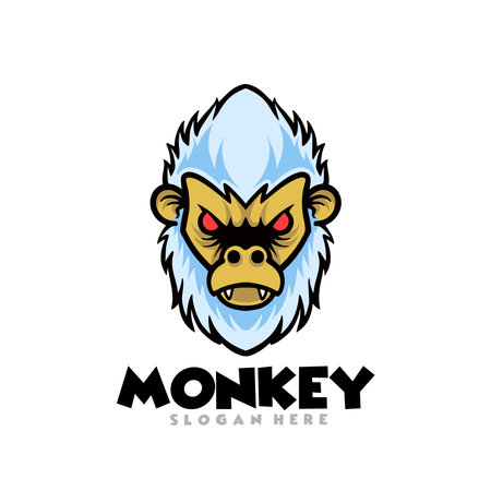Monkey mascot logo template vector icon illustration design. Wild animal logo conceptのイラスト素材