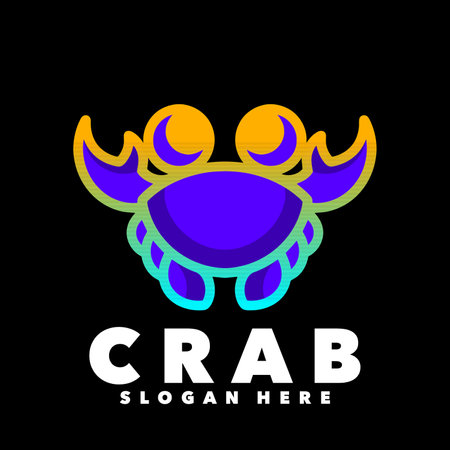 Crab logo template vector icon illustration design in blue and yellow colorsのイラスト素材