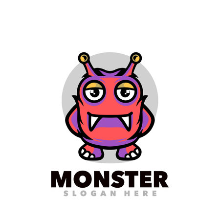Monster logo concept design. Vector illustration of cute monster logo template.のイラスト素材