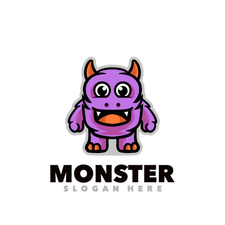 Monster logo concept design. Vector illustration of cartoon monster logo template.のイラスト素材