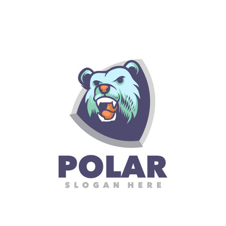 Polar bear logo design. Vector illustration of bear head logo templateのイラスト素材