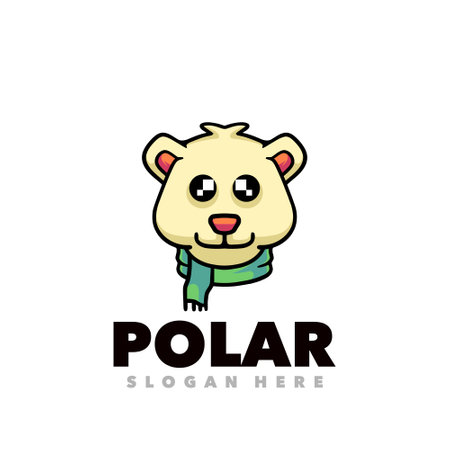 Cute polar bear vector logo design template. Animal zoo logo conceptのイラスト素材