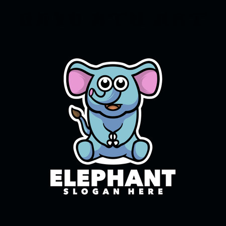 Elephant Logo Template. Vector Illustration. Isolated On Black Backgroundのイラスト素材