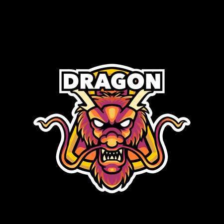 Dragon head mascot logo template. Vector illustration of a dragon head mascot for sport team.のイラスト素材
