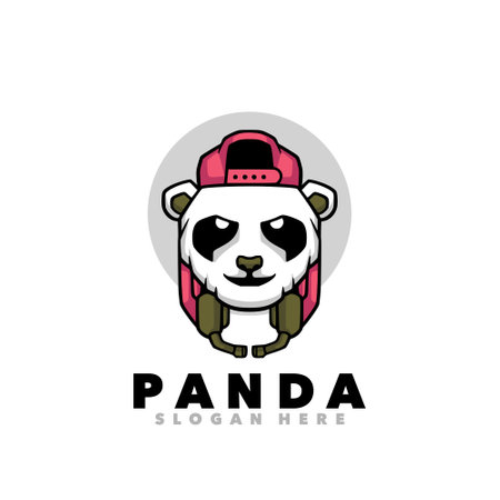 Panda bear logo template vector icon illustration design. Panda bear logo conceptのイラスト素材