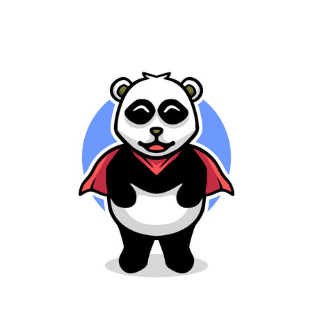 Panda Superhero Cartoon Mascot Character Vector Illustration.のイラスト素材