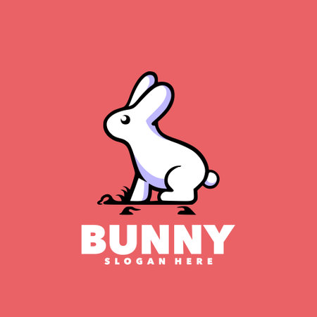 Rabbit logo template vector icon illustration design with modern flat style.のイラスト素材