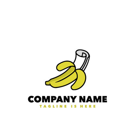 banana fruit logo vector icon illustration design template with line art styleのイラスト素材