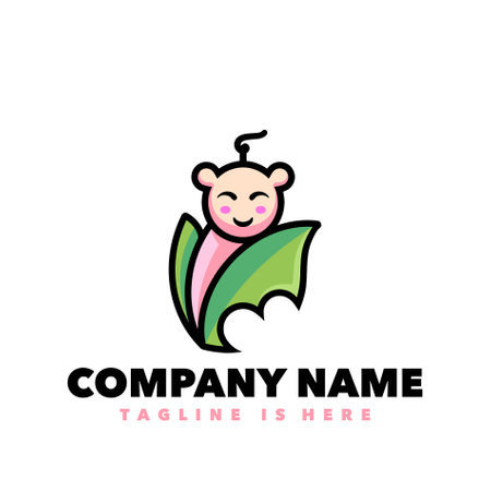 cute baby logo vector icon element template cartoon character illustration graphic designのイラスト素材