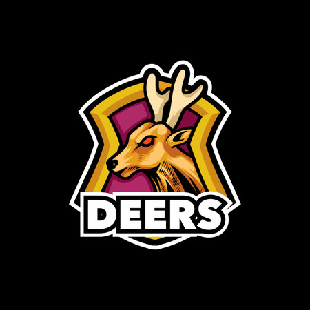 deer head logo template vector icon illustration design on black background.のイラスト素材