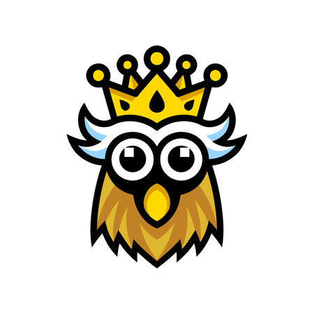 Owl head with crown on white background. Vector illustration in flat style.のイラスト素材