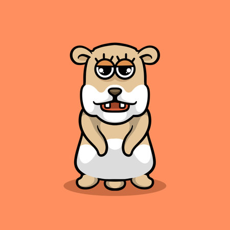 Cute cartoon hamster with glasses. Vector illustration on orange background.のイラスト素材