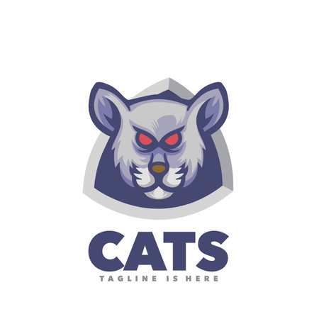 Cats logo template design. Mascot icon vector illustration.のイラスト素材