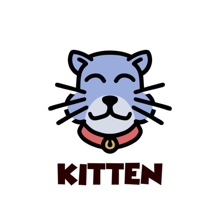 Cute cat logo design template. Vector illustration in flat style.のイラスト素材
