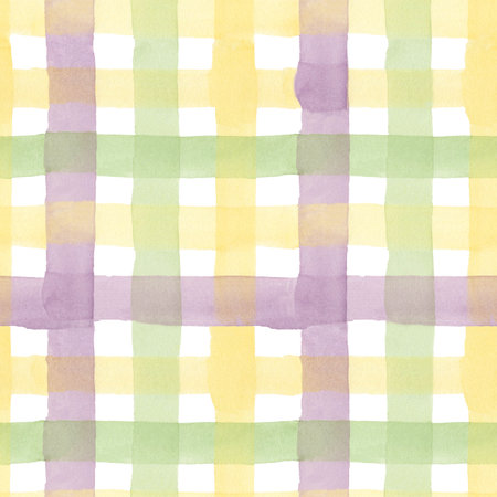 Watercolor seamless pattern with stripes. Hand painted background with colorful stripes. Chess pattern.の写真素材