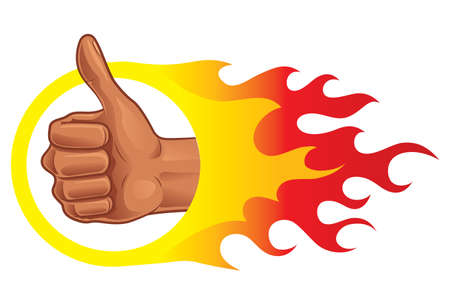 Thumb Up on Fire iconのイラスト素材