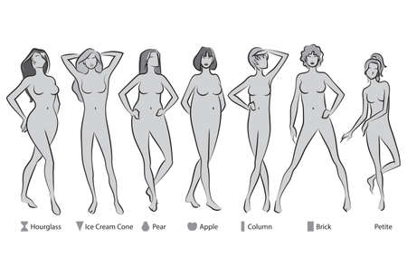 7 Female Body Shapesのイラスト素材